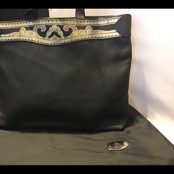 Fendi Handbags - Auth Fendi Leather Gold Lace Print Selleria Bag